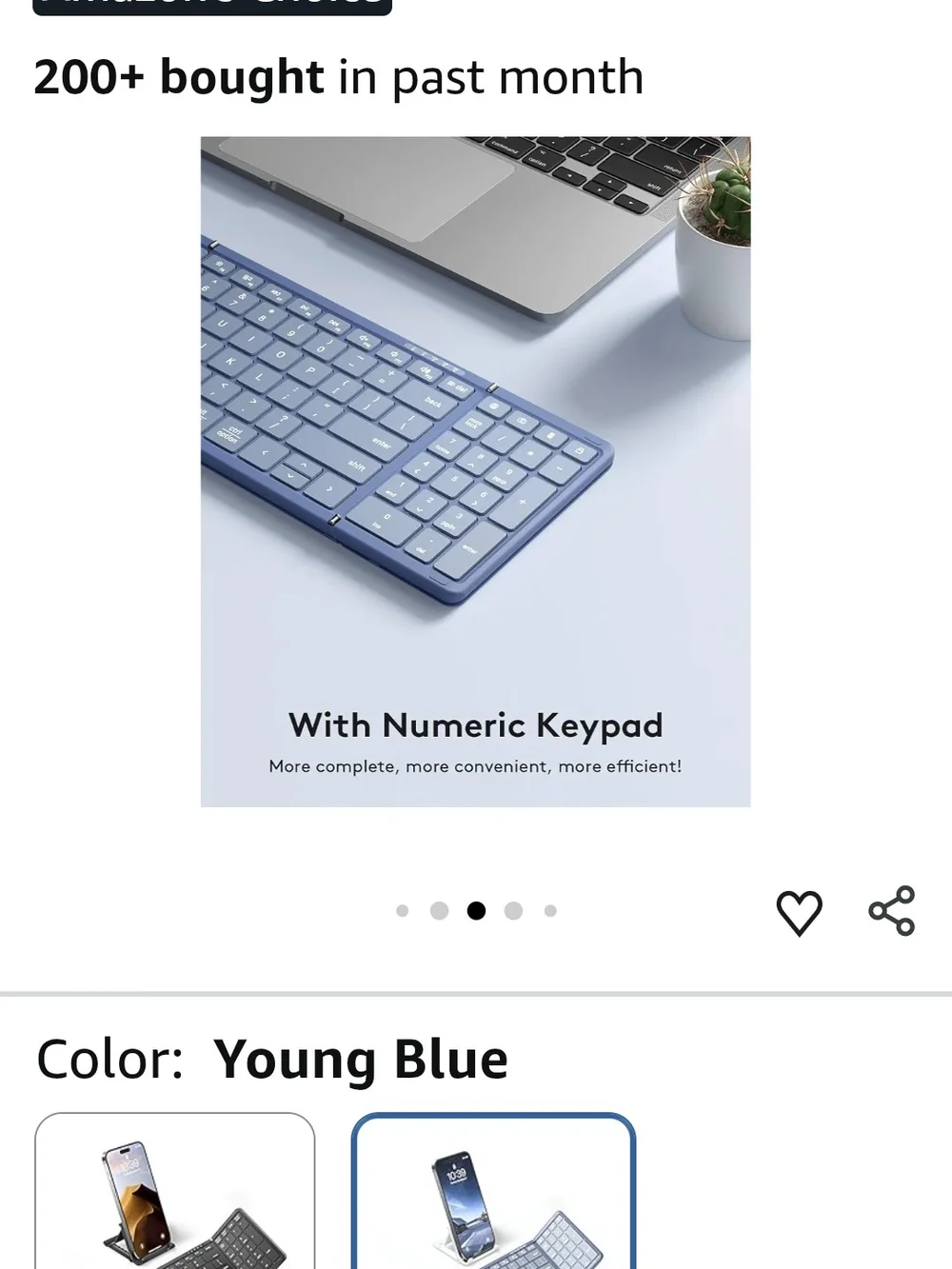 SAMSERS Full-Size Folding Wireless Keyboard in Blue